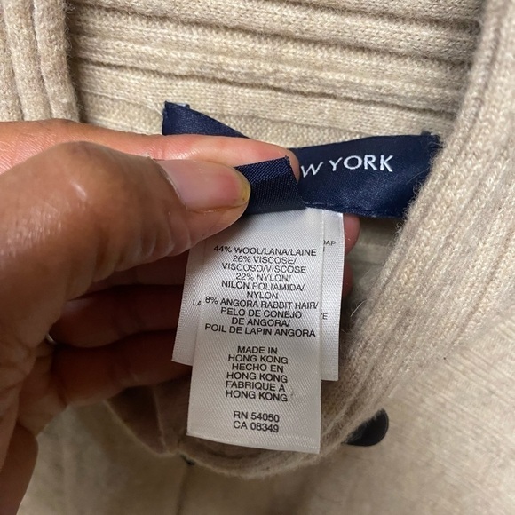 Jones NY Signature Cream Wool Ribbed Cape Poncho with Toggles - Picture 4 of 8